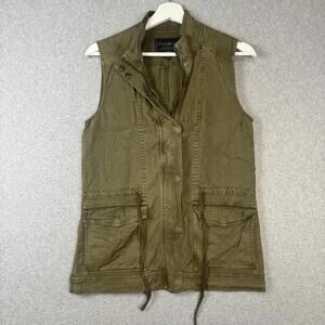 Lucky Brand Women's Size XS Olive Green Denim Sleeveless Jacket Vest Full Zip